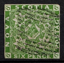 1851-60 6p Nova Scotia, Canada (SG 5, Canceled, CV $850)