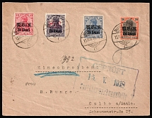 1918 (15 May) Romania, German Occupation, Germany, Censored Cover from Bucharest to Calbe franked with 10b, 15b, 25b and 40b (Mi. 1, 4, 6, 7, CV $100)