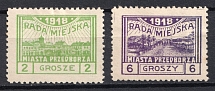 1918 Przedborz Local Issue, Poland (Mi. 7 A, 9 A, Fi. 7 B, 9 B, CV $50)