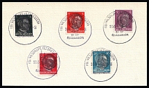 1945 WILLSDRUFF Local Issue 1pf - 20pf on piece, Germany, Overprint on Hitler's head (Commemorative Cancellation)