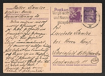 1946 (28 Mar) Berlin and Brandenburg, Germany, 6pf Postal Stationery Postcard from Berlin to Scheinfeld franked with 6pf