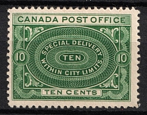 1898-1920 10c Canada, Special Delivery Stamp (SG S2, CV $80)