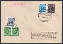 1948 (10 Jul) District14 Dresden Main Post Office, Soviet Russian Zone of Occupation, Germany, Cover franked with Allied Zone of Occupation (Special Cancellation)