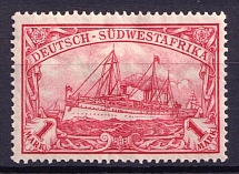 1906-19 1m South West Africa, German Colonies, Kaiser’s Yacht, Germany (Mi. 29 B, CV $60)