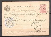 1887 Russia Stationery Postcard Spask - St Petersburg (Blue Stempel)