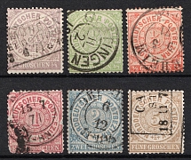 1868 North Germany, German States, Germany (Mi. 13 - 18, Full Set, Used, CV $50)