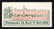 1936 Third Reich, Germany, Festival Week for 700th Anniversary of Demmin City, Advertising Propaganda Stamp, Non-Postal