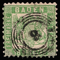 1862 18k Baden, German States, Germany (Mi 21a, Canceled, CV $840)
