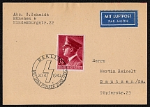 1942 Card franked with Sc B203 and the commemorative cancel for Hitler’s birthday Posted in Berlin