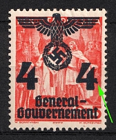 1940 General Government, Germany (Mi. 18 I, Stamp Deformity at the Crossbar of the Right '4', CV $70)