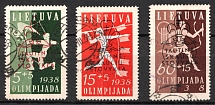 1938 Lithuania (Mi. 421, 422, 424, Canceled, CV $50)