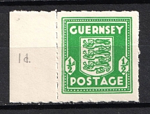 1941-44 1/2p Guernsey, German Occupation, Germany (Color Variety, Margin, Mi. 1 d)
