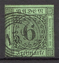 1951-52 Baden Germany 6 Kr (CV $65, Canceled)