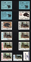 Bear Damage Stamps, West Virginia, Hunting Permit License, United States (MNH)