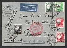 1934 (25 Oct) Germany, Graf Zeppelin airship airmail cover from Gladbach to Buenos Aires (Argentina), Flight to South America 1934 'Friedrichshafen - Recife' (Sieger 283 Aa, CV $70)