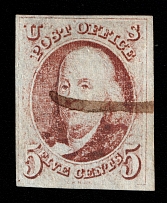 1847 5c United States (Sc 1a, Canceled, CV $850)