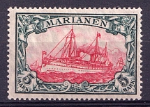 1916-19 5m Mariana Islands, German Colonies, Kaiser’s Yacht, Germany (Mi. 21 A, CV $60)