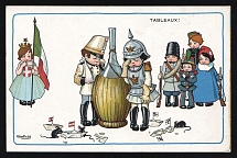 1914-18 'Tables' WWI European Caricature Propaganda Postcard, Europe