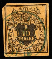 1851 3g Hannover, German States, Germany (Mi 5, Canceled, CV $90)