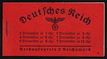 1936-37 Complete Booklet with stamps of Third Reich, Germany, Excellent Condition (Mi. MH 36.2, CV $600)