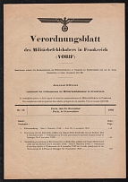 1940 (14 Nov) Bulletin of Regulations of the Military Commander in France, Third Reich, Germany