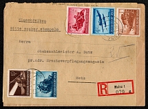 1944 Registered cover franked with Sc B258, B262, B263, B266 and B267 of the 1944 War Heroes Day set
