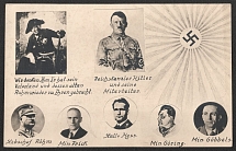 1933 'Reich Chancellor Hitler and his staff', Propaganda Postcard, Third Reich Nazi Germany