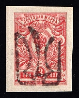 1918 3k Berezivka Local, Ukrainian Tridents, Ukraine (Bulat 2325, Signed, Unpriced, CV $+++)