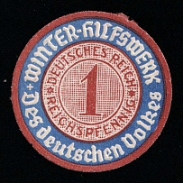 1940-41 1Rpf 'Winter Relief Organization', NSDAP Nazi Party, Germany, Mail Seal Label