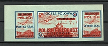 1942 Poland WWII, Field Post, First Polish Army Corp, Se-tenant (Blue Paper, MNH)