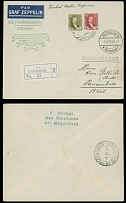 Worldwide Air Post Stamps and Postal History - Iraq - Zeppelin Flight - 1933 (June 3-6), 2nd SAF registered cover from Baghdad to Brazil, franked by two definitive stamps, green confirmation marking and Pernambuco ''6.VI.33'' …
