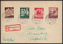 1944 (07 Mar) Third Reich, Germany, Registered cover from Braunschweig franked with Mi. 869 - 872 (Full Set, CV $20)