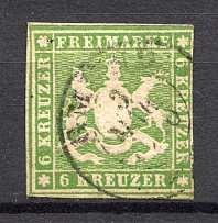 1857 Wurttemberg Germany 6 Kr (CV $105, Canceled)