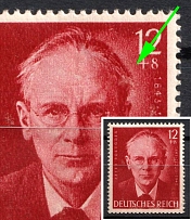1943 12pf Third Reich, Germany (Mi. 856 II, Extra Lock of Hair on Right, Margin, Plate Number, CV $70)