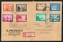 1940 Registered Censorship cover with Full set stamps Lahr - Biel-Bienne