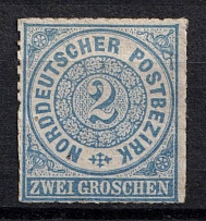 1868 2gr North German Confederation, Germany (Mi. 5, Sc. 5, CV $200, MNH)