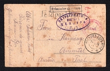 1915 Russian Empire, Russia, Censored POW postcard from Ivanov Bor to Tirol with two censor handstamp