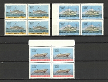 1960 River Ships of the USSR Blocks of Four (Full Set, MNH)