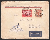 1932 (18 Jun) Germany, Graf Zeppelin airship airmail cover from Friedrichshafen to Berlin, Flight to the Netherlands 1932 'Friedrichshafen - Enschede' (Sieger 164 Aa, CV $60)