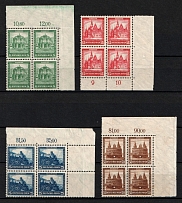 1931 Weimar Republic, Germany, Blocks of Four (Mi. 459 - 462, Sheet Inscriptions, Full Set, CV $1,900, MNH)
