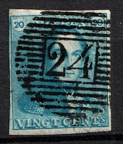 1849 20c Belgium (Sc. 1, Canceled, CV $60)