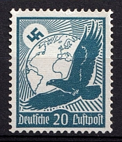 1934 20pf Third Reich, Germany, Airmail (Mi. 532 y, CV $50, MNH)
