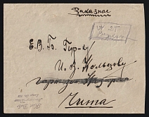 1921 Russia Civil War Siberia Provisional Zemstvo Government of Baikal Region (Baikalia Pribaikalye) overprints on under-franked 17r registered cover (correct rate 20r) pmk VERKHOLENSK to Chita. PZGB ceased to exist in 1920