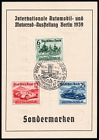 1939 The International Automobile and Motorcycle Exhibition, Third Reich, Germany, Souvenir Card (Special Cancellation Berlin - Charlottenburg)
