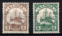 1915-19 Samoa, German Colonies, Kaiser’s Yacht, Germany (Mi. 20 - 21)