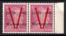 1945 6pf Saulgau (Wurttemberg), Germany Local Post, Pair (Mi. III, Unofficial Issue, CV $50)