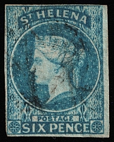 1856 6p Saint Helena, British Colonies (SG 1, Canceled, CV $300)