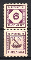 1945 6Pf Niesky, Local Mail, Soviet Russian Zone of Occupation, Germany (Se-tenant, MNH)