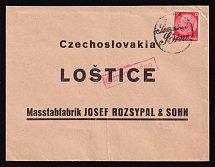 Lostice, Czechoslovakia, Censorship, Cover, Scale Factory Josef Rozsypal & Sohn (with 12pf Hindenburg Stamp, Special Cancellation)