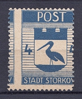 1946 Storkow Germany Local Post 4 Pf (Shifted Perforation, Print Error, MNH)